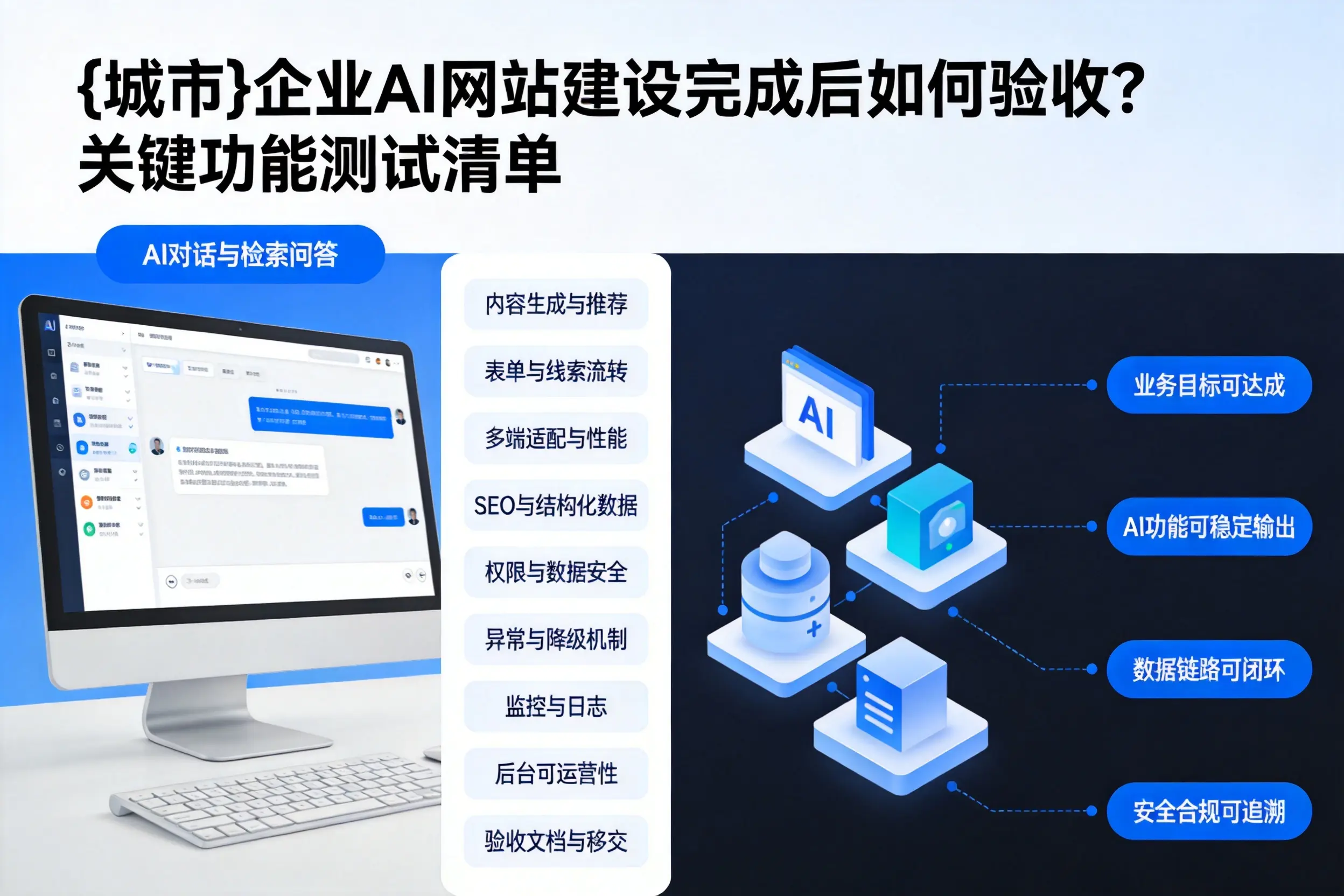 清远企业AI网站建设完成后如何验收？关键功能测试清单