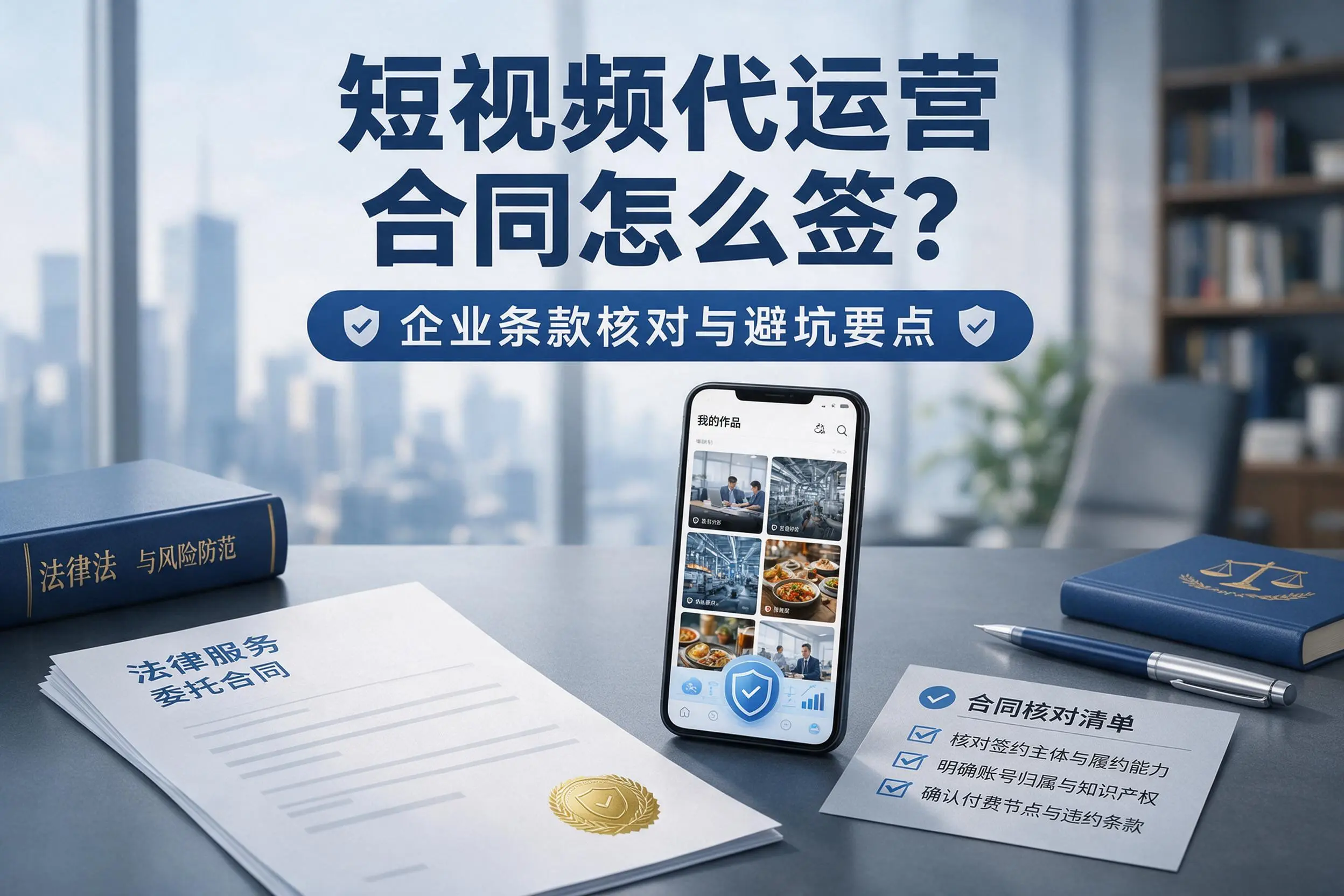 短视频代运营合同怎么签?清远企业条款核对与避坑要点