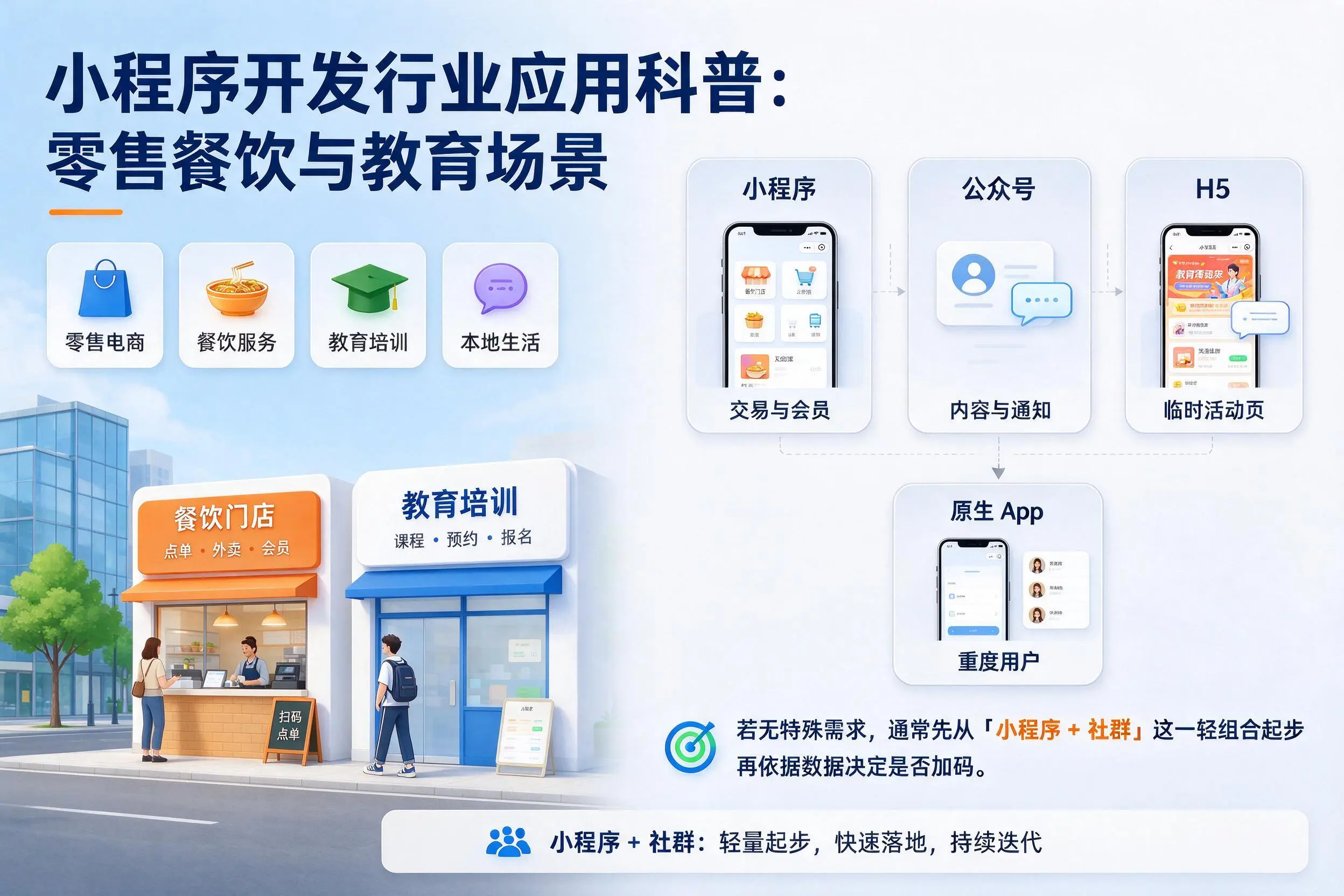 清远小程序开发行业应用科普:零售餐饮与教育场景