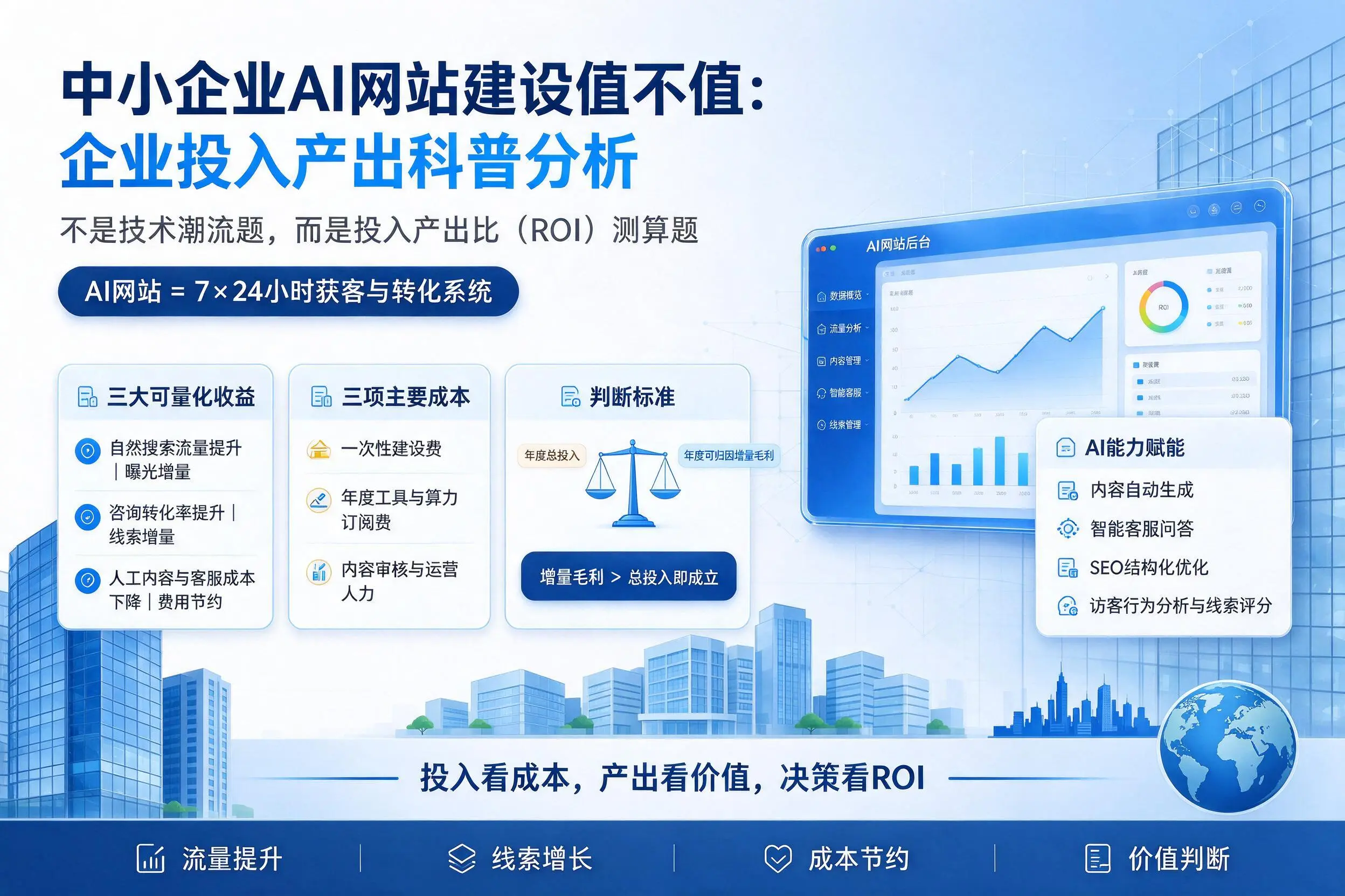 中小企业AI网站建设值不值：清远企业投入产出科普分析