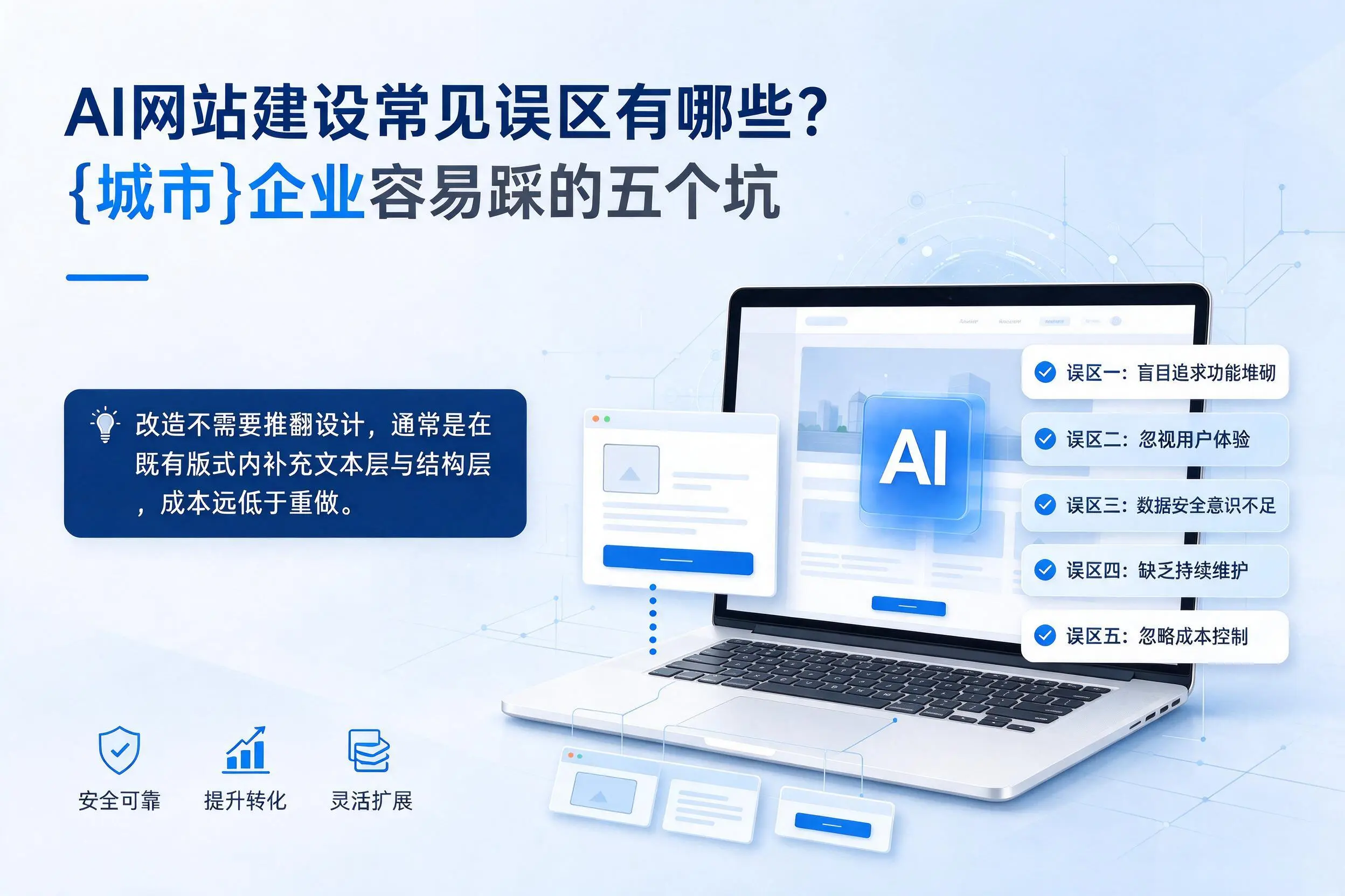 AI网站建设常见误区有哪些？清远企业容易踩的五个坑