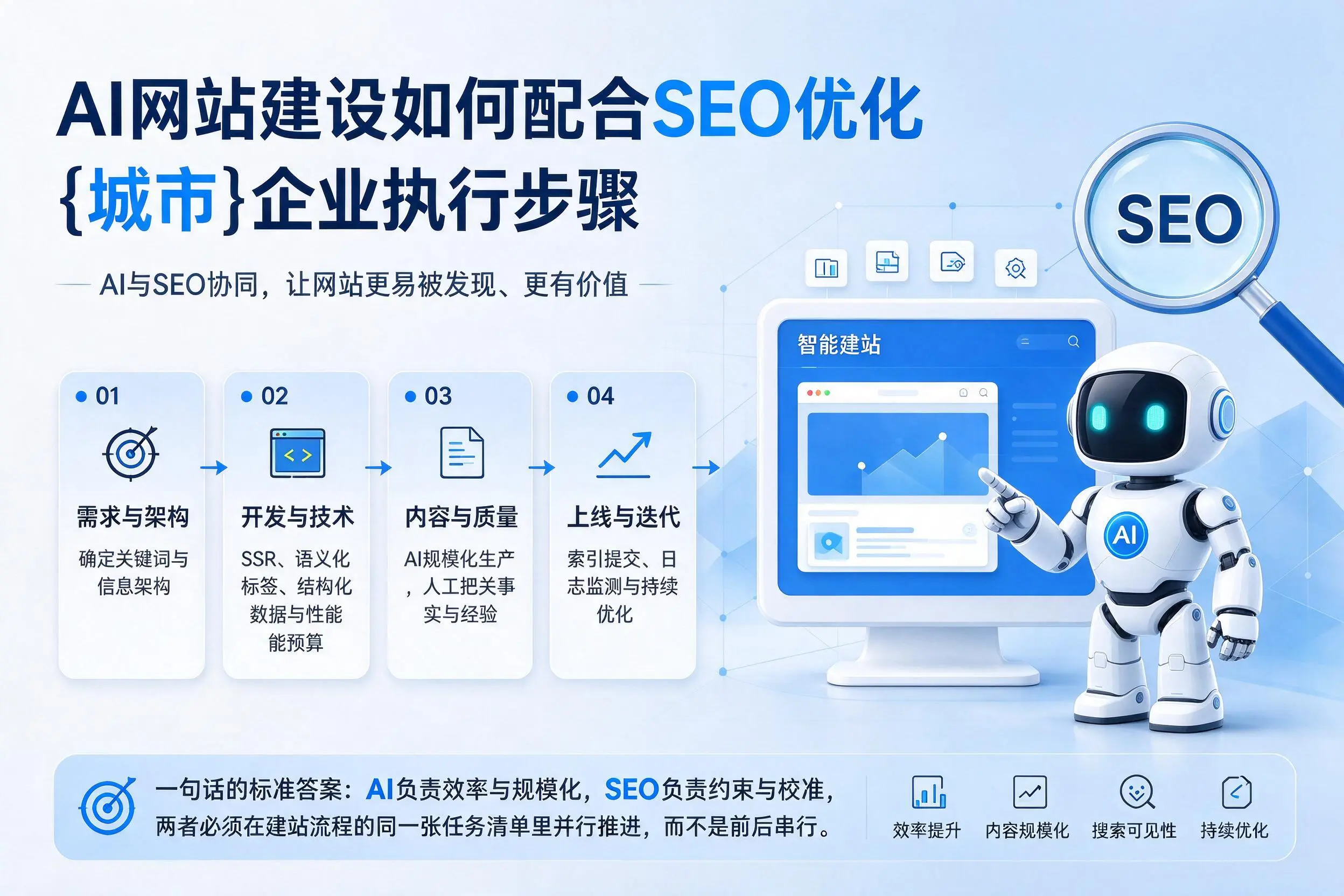 AI网站建设如何配合SEO优化，清远企业执行步骤