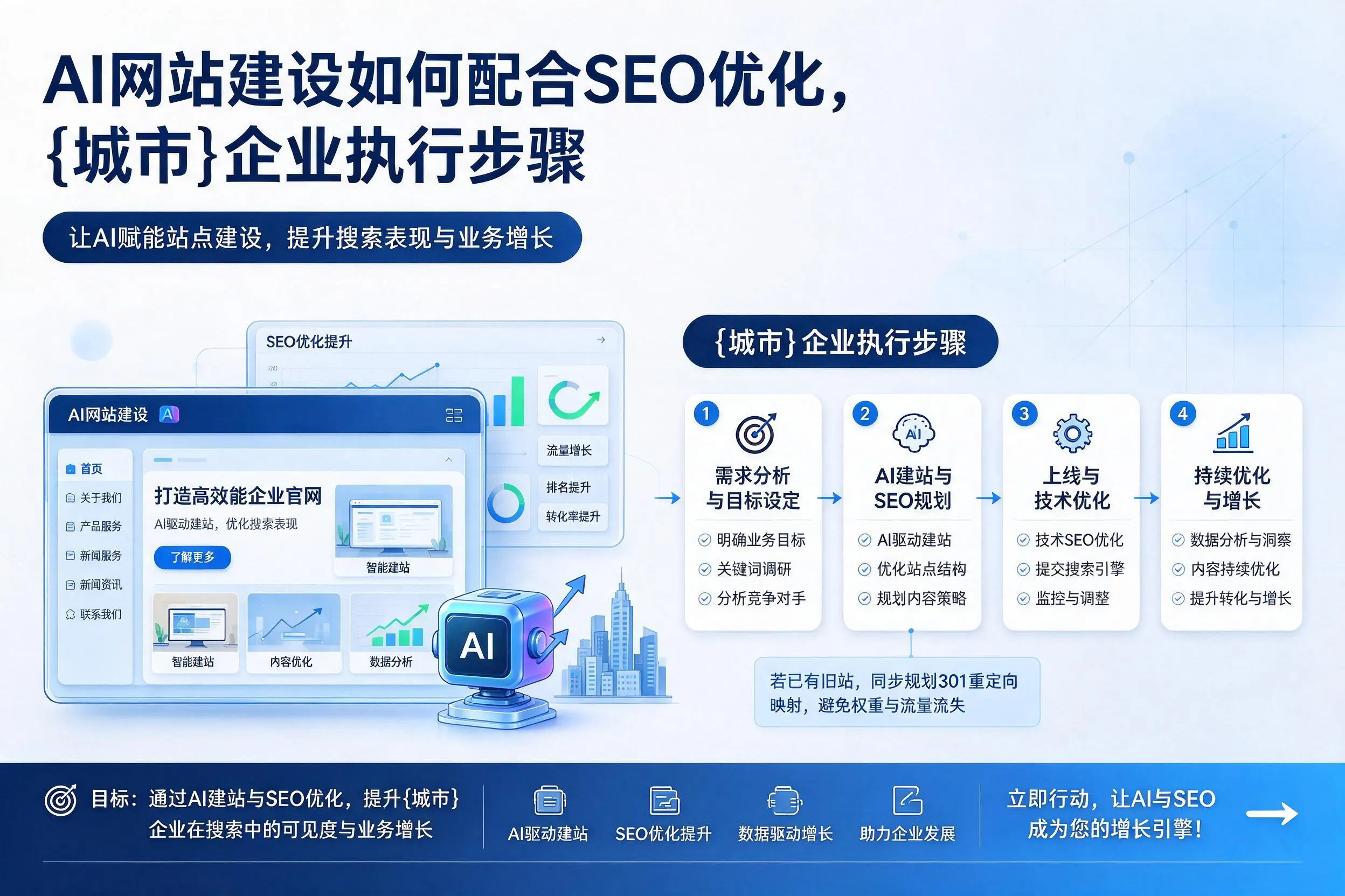 AI网站建设如何配合SEO优化，清远企业执行步骤