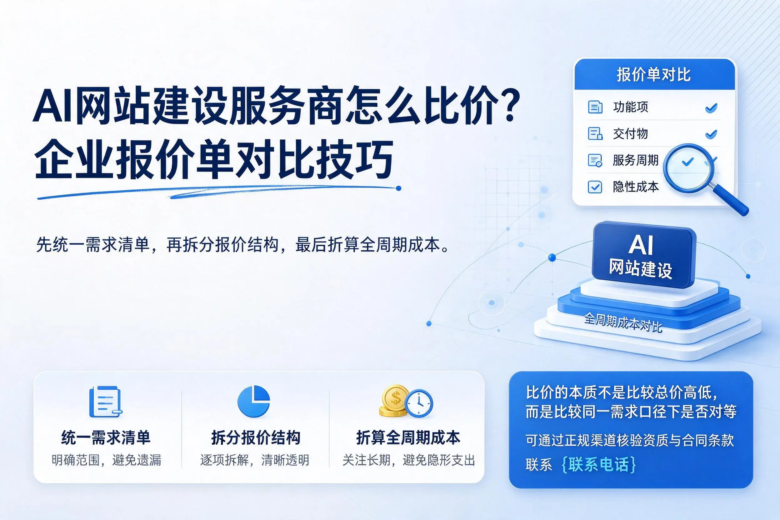 AI网站建设服务商怎么比价？清远企业报价单对比技巧