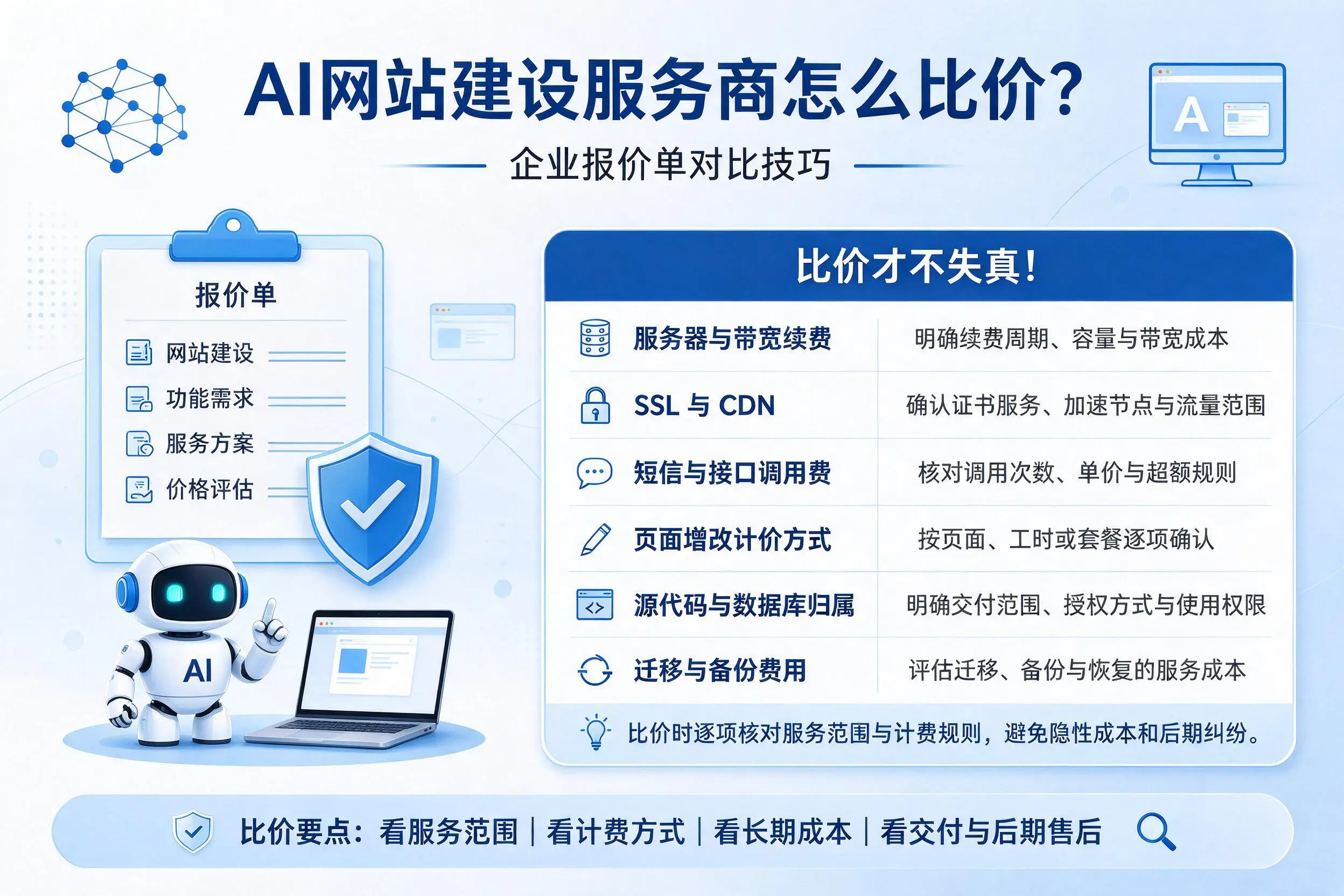 AI网站建设服务商怎么比价？清远企业报价单对比技巧