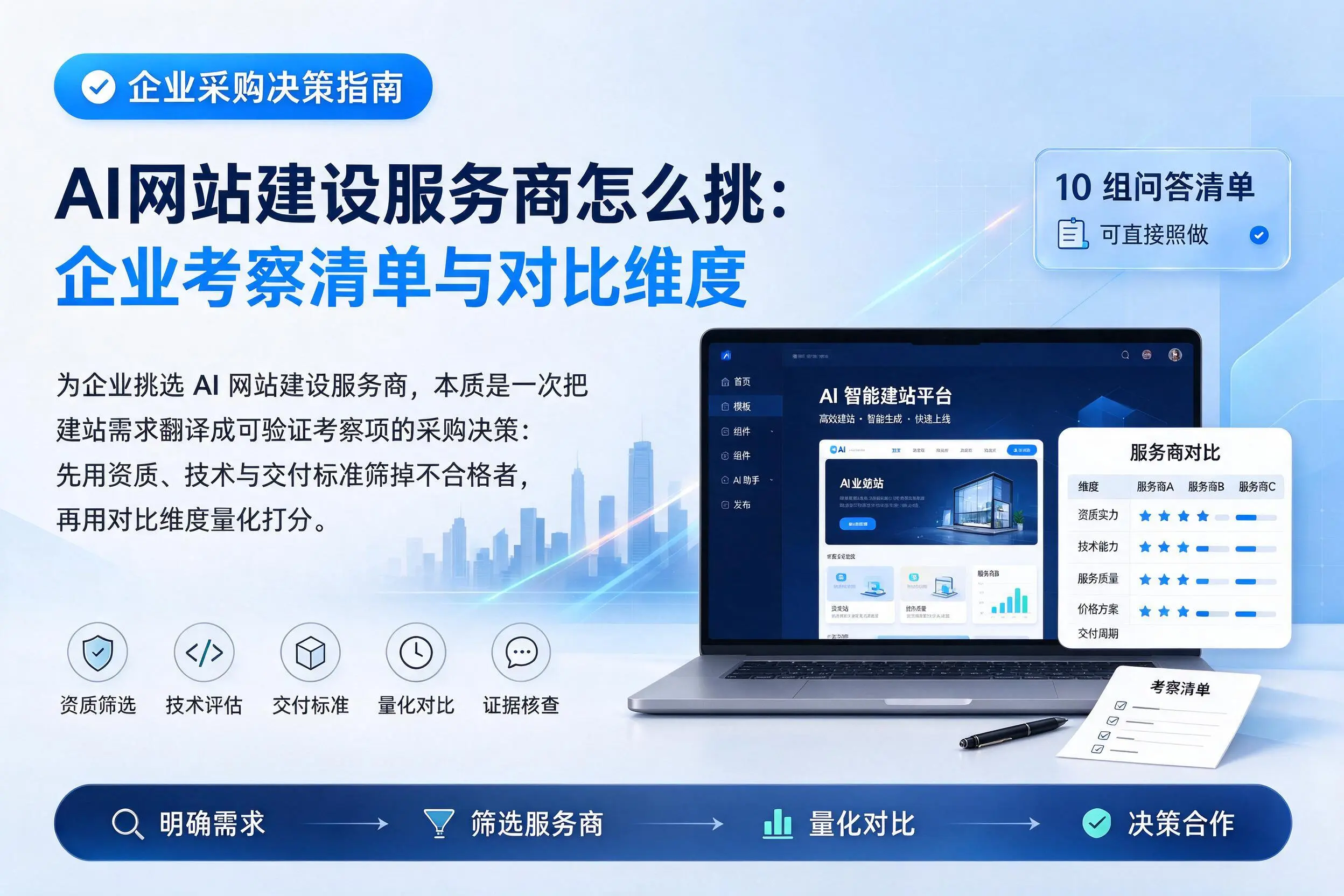 AI网站建设服务商怎么挑：清远企业考察清单与对比维度