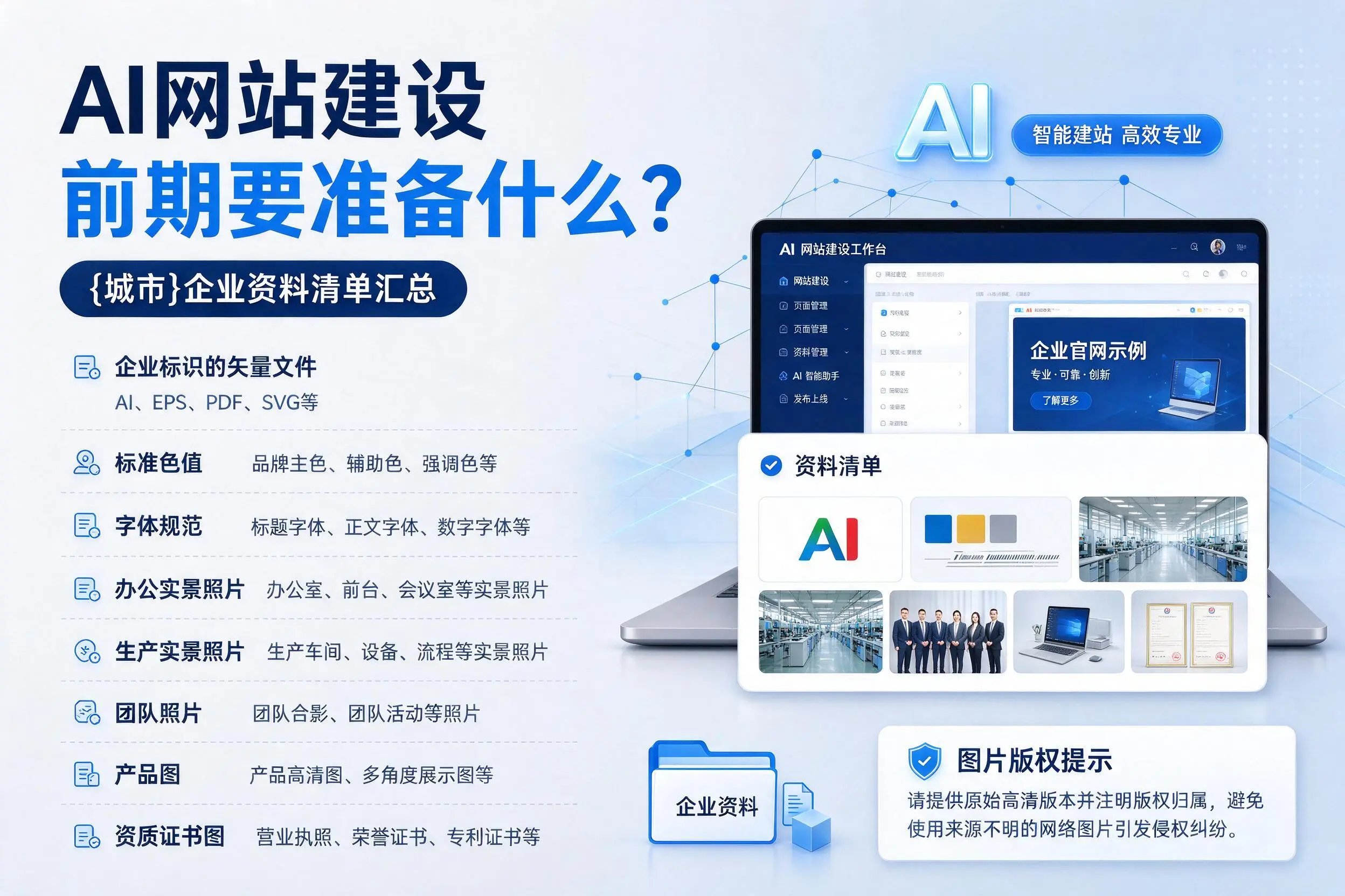 AI网站建设前期要准备什么？清远企业资料清单汇总